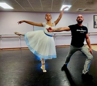 Teacher Eddy Borges coaches Gloria Hanneken in the art of the pas de deux